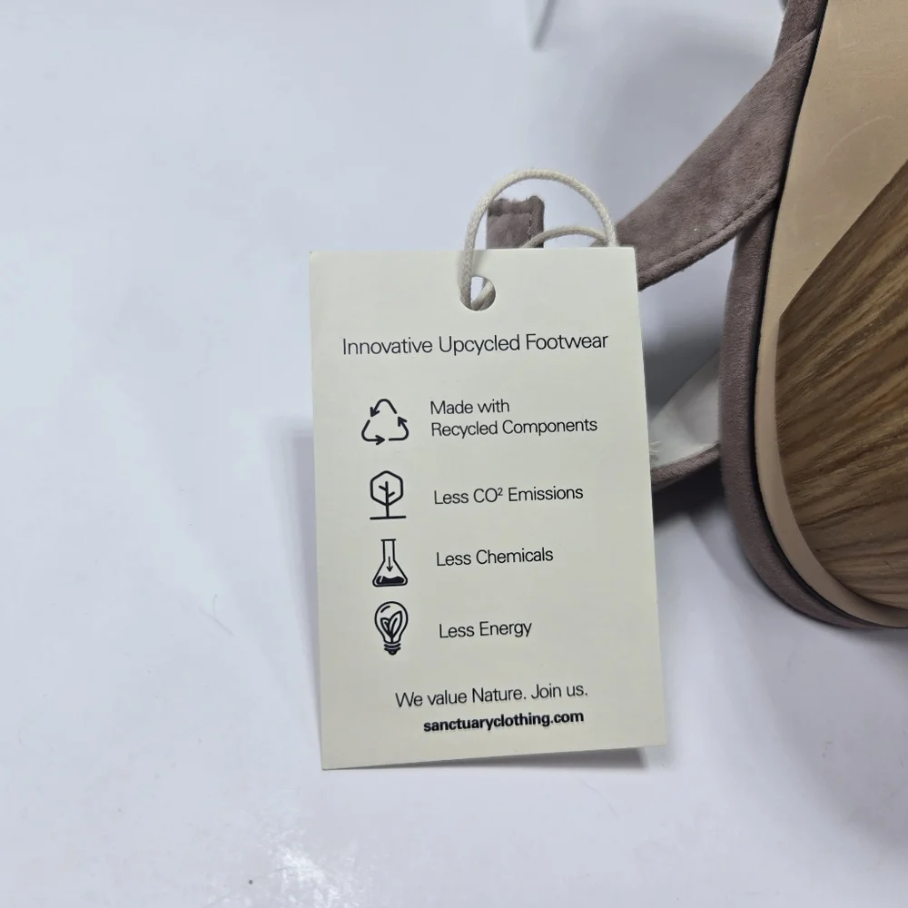 Sanctuary Regal Taupe Leather Slingback Woodgrain 3 1/2